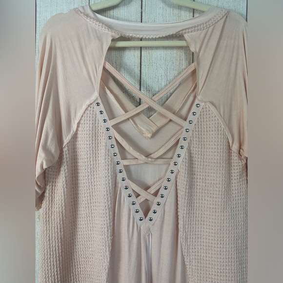 POL Studded Strappy Back Waffle Mixed Knit Top - Picture 8 of 10